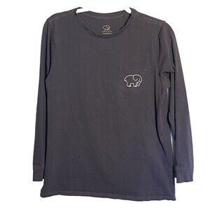 Ivory Ella Shirt Womens Medium Long Sleeve Elephant Pocket Tee Top
